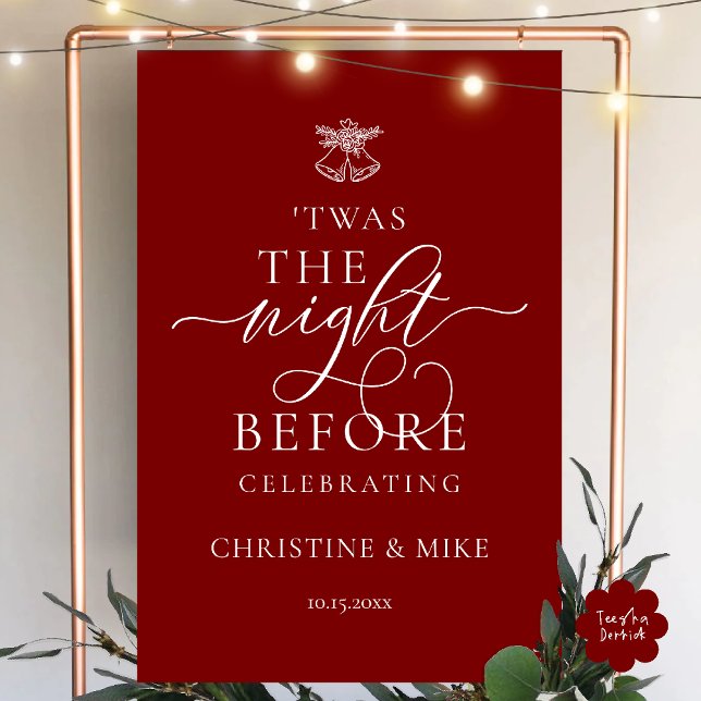 Twas The Night Before, Classy Wedding Rehearsal Foam Board (Twas The Night Before, Classy Wedding Rehearsal Foam Board in Burgundy Wine Deep Red)