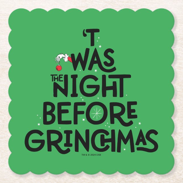 'Twas the Night Before Grinchmas Paper Coaster (Front)