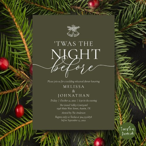'Twas The Night Before Mistletoe Rehearsal Dinner Invitation