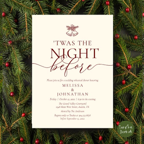 'Twas The Night Before Mistletoe Rehearsal Dinner Invitation