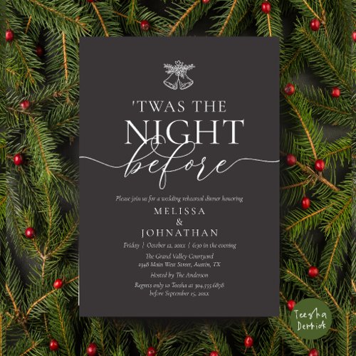 'Twas The Night Before Mistletoe Rehearsal Dinner Invitation
