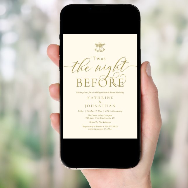 Twas The Night Before Modern Rehearsal Dinner Invitation (Front Digital)