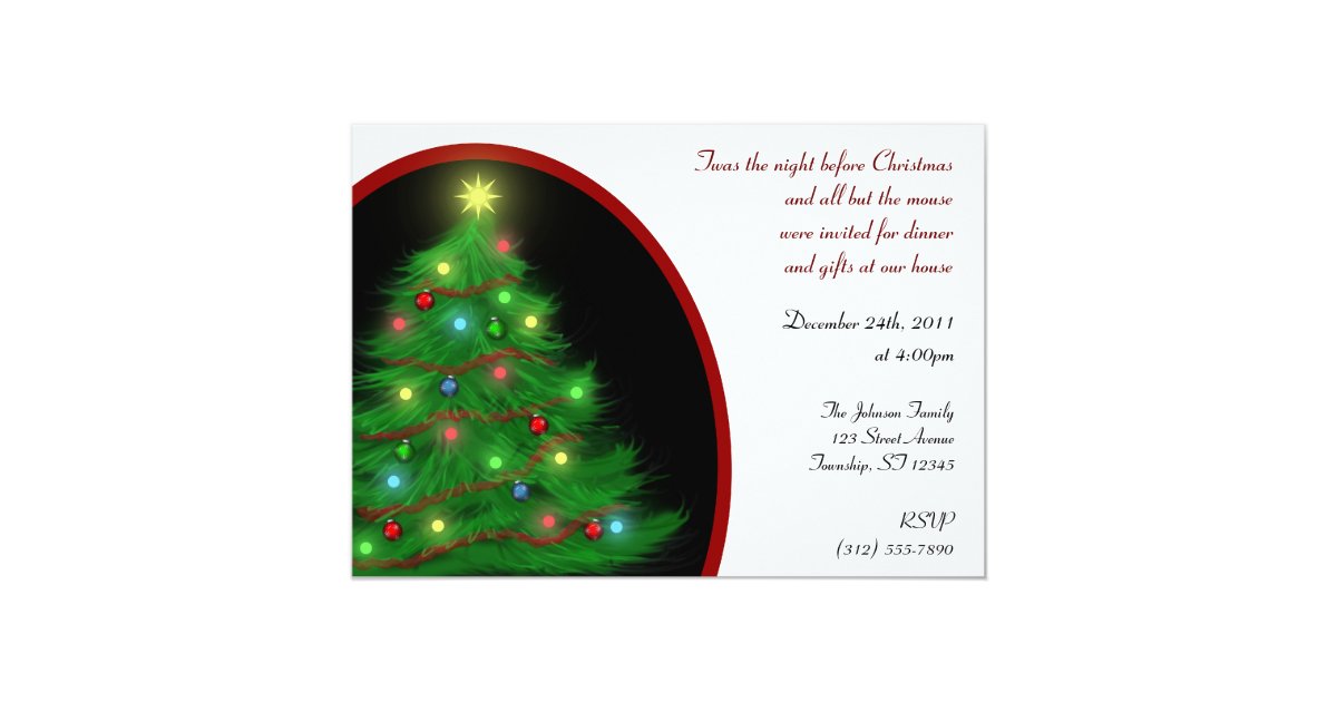 "Twas the Night" Christmas (Eve) Tree Invitations | Zazzle.com
