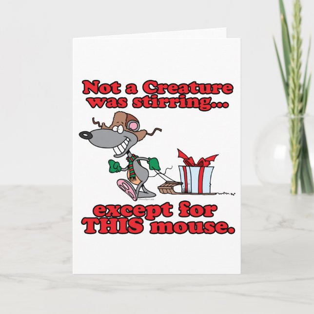 twas the night christmas mouse cartoon holiday card (Front)