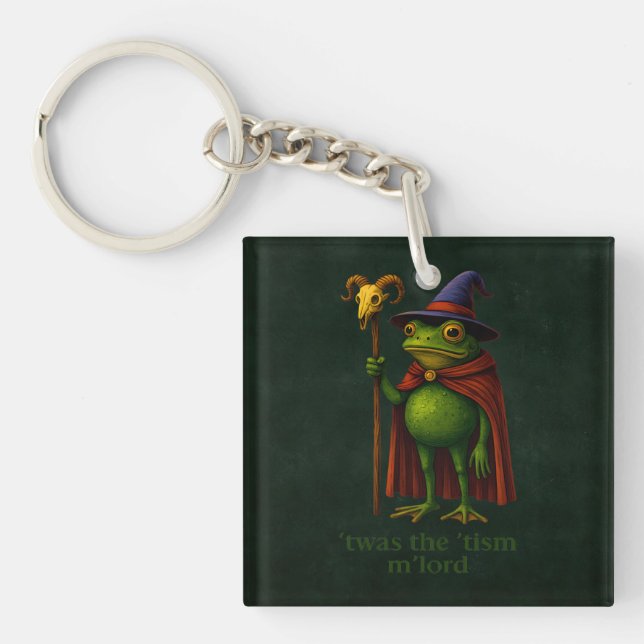 T'was The 'Tism M'Lord Frog Meme Autism Awareness Keychain (Front)