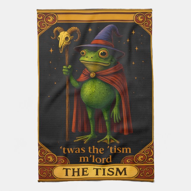 T'was The 'Tism M'Lord Frog Meme Autism Awareness Kitchen Towel (Vertical)