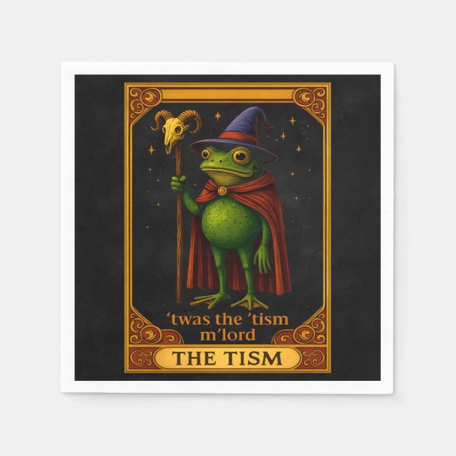 T'was The 'Tism M'Lord Frog Meme Autism Awareness Napkins (Front)