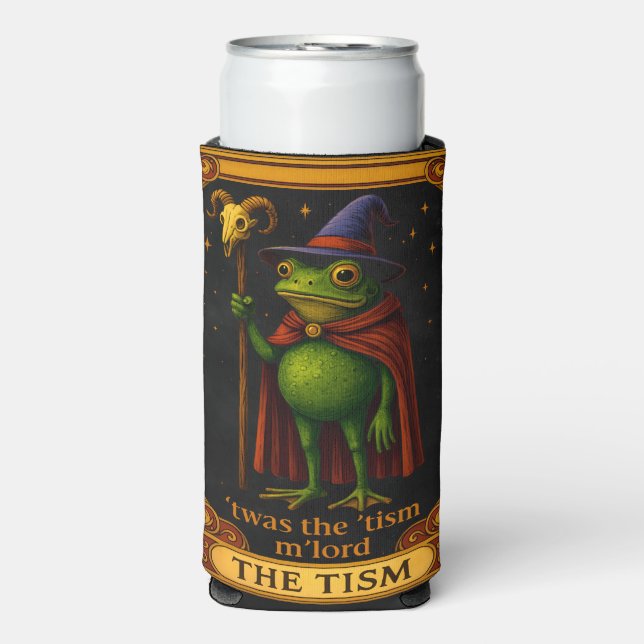 T'was The 'Tism M'Lord Frog Meme Autism Awareness Seltzer Can Cooler (Seltzer Front)