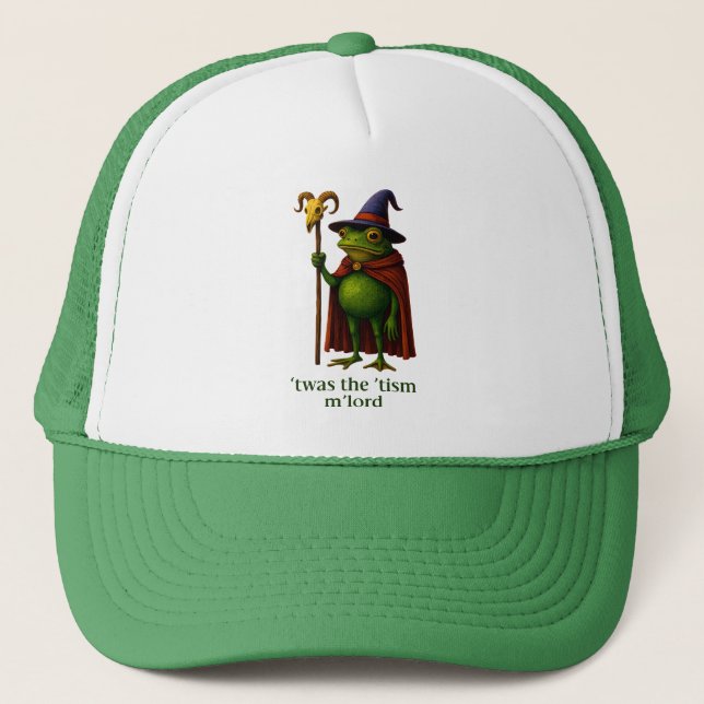 T'was The 'Tism M'Lord Frog Meme Autism Awareness Trucker Hat (Front)