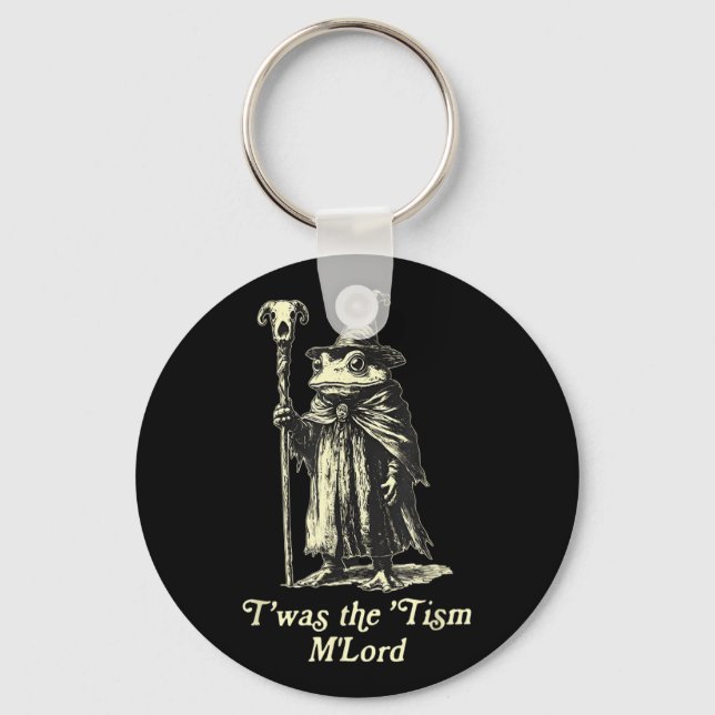 Twas The Tism Mlord Funny Frog Wizard Meme Autism  Keychain (Front)