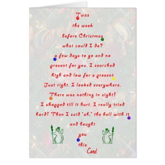 Twas the week before Christmas Greeting Card (Front)