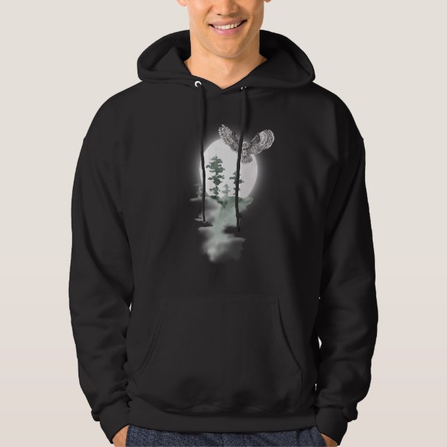 TWEAR TEE's Night Owl HunterForest Full Moon Graph Hoodie (Front)