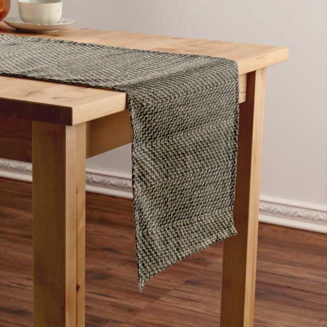 Tweed Brown and Black  Short Table Runner (In Situ)