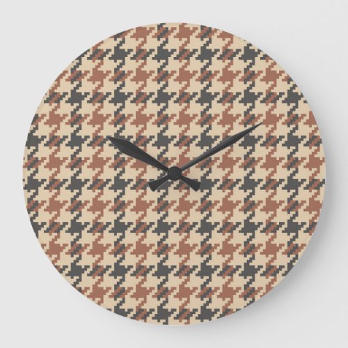 Tweed Goose Foot Vintage Pattern Large Clock
