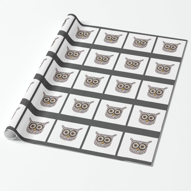 Tweed Owl Wrapping Paper (Unrolled)
