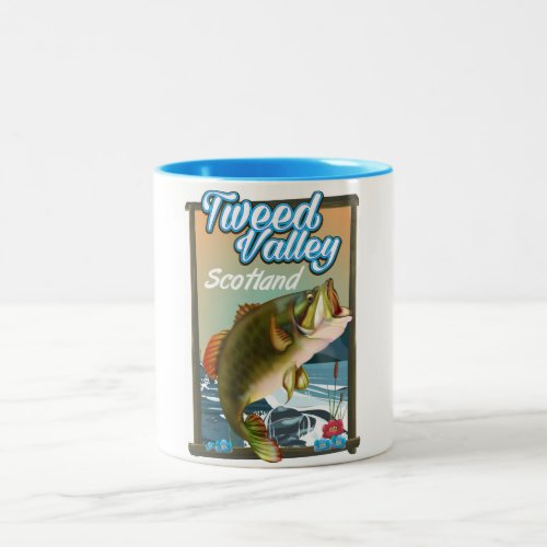 Tweed Valley Scotland Fishing poster Two_Tone Coffee Mug