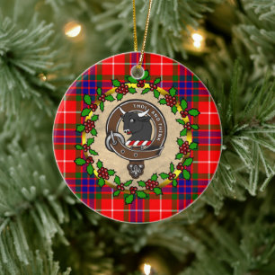 Tweedie Clan Badge & Tartan Personalized Christmas Ceramic Ornament