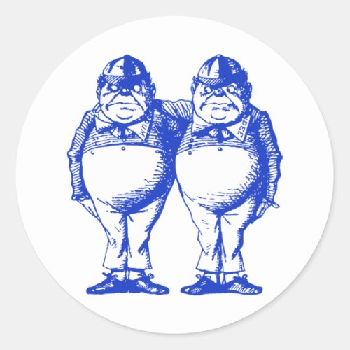 Tweedle Dee and Tweedle Dum Inked Blue Classic Round Sticker