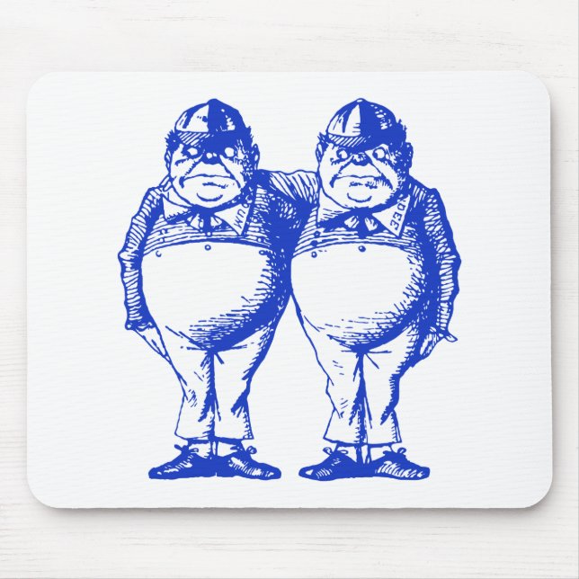 Tweedle Dee and Tweedle Dum Inked Blue Mouse Pad (Front)