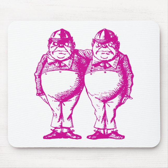 Tweedle Dee and Tweedle Dum Inked Pink Mouse Pad (Front)
