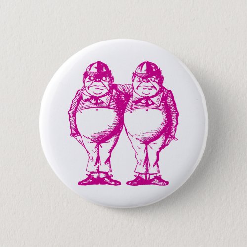 Tweedle Dee and Tweedle Dum Inked Pink Pinback Button