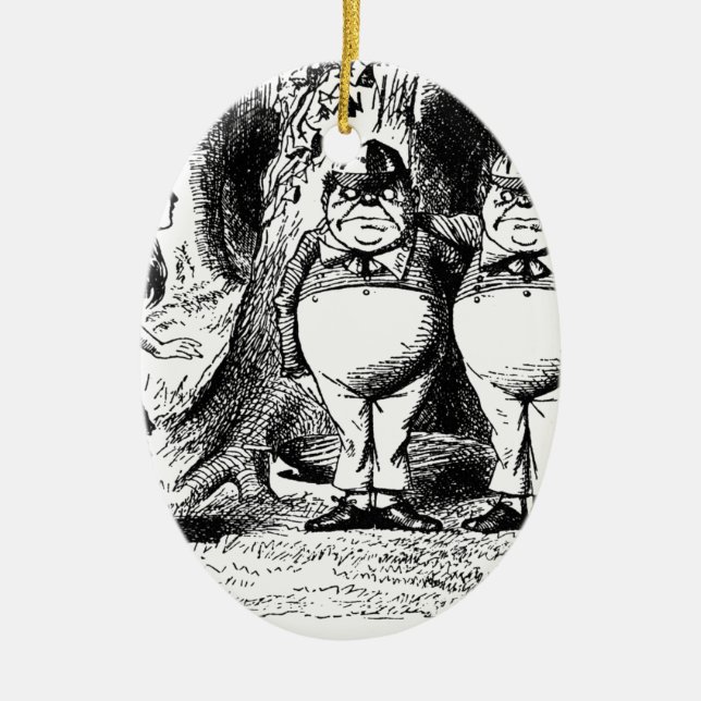 Tweedle Dum and Tweedle Dee Ceramic Ornament (Front)