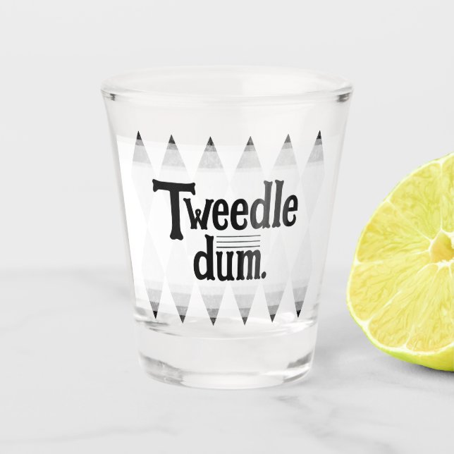 TWEEDLE DUM bachelorette argyle diamond Shot Glass (Front)