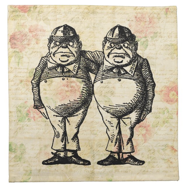 Tweedledee and Tweedledum Alice in Wonderland Cloth Napkin (Front)