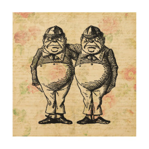 Tweedledee and Tweedledum Alice in Wonderland Wood Wall Art