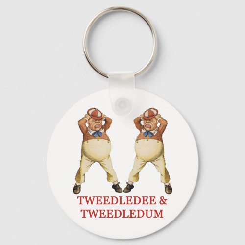 TWEEDLEDEE  TWEEDLEDUM IN WONDERLAND KEYCHAIN