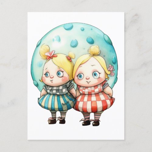 Tweedledee  Tweedledum Postcard