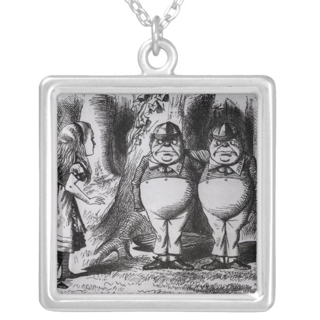 Tweedledum and Tweedledee Silver Plated Necklace (Front)