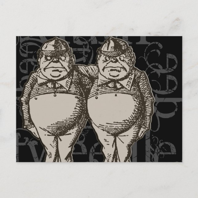 Tweedledum & Tweedledee Grunge (Single Figure) Postcard (Front)