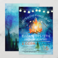 Tween Bonfire Birthday Party Invitation