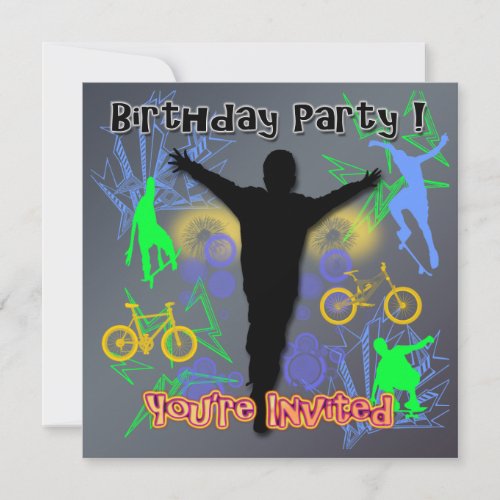 Tween Boys Birthday Party Invitations