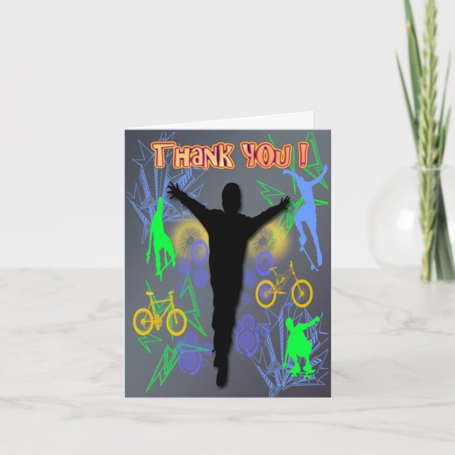 Tween Boy's Birthday Thank You cards (Front)