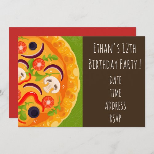 Tween or teen pizza birthday party invitation