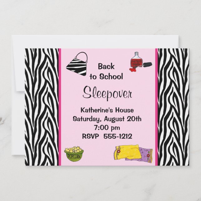 Tween Sleepover Invitation (#INV001) (Front)