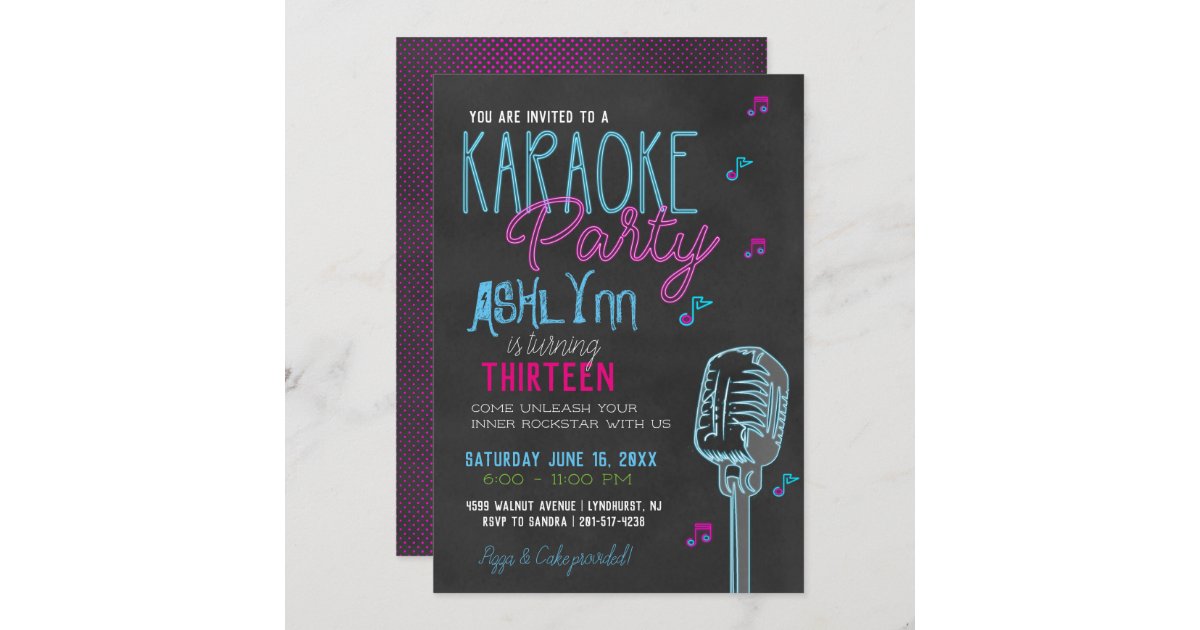 Tween/Teen Karaoke Birthday Party Invitation | Zazzle