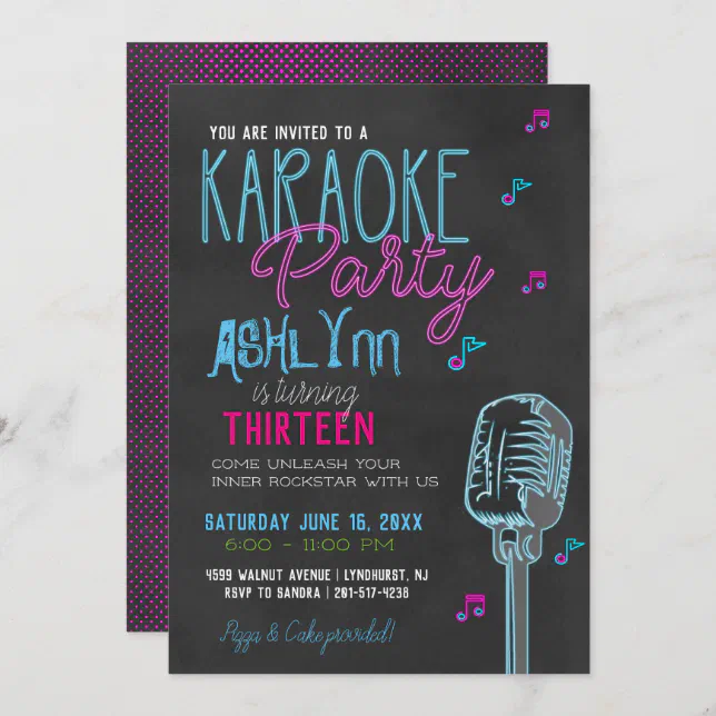 Tween/Teen Karaoke Birthday Party Invitation | Zazzle