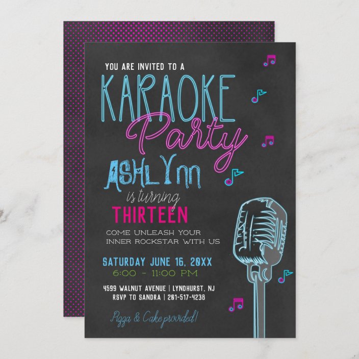 Tween/Teen Karaoke Birthday Party Invitation
