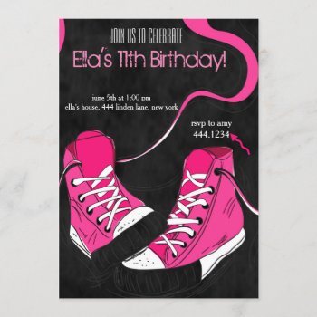 Tween Teenager Cool Sneaker Birthday Invitations by ThreeFoursDesign at Zazzle
