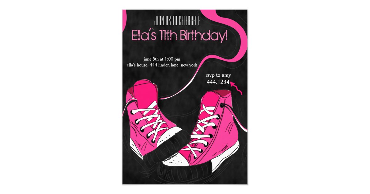 Tween Teenager Cool Sneaker Birthday Invitations | Zazzle.com