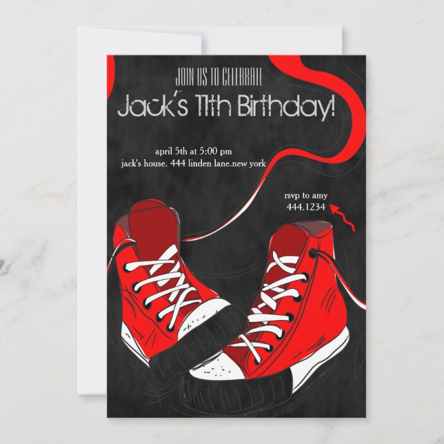 Tween Teenager Cool Sneaker Birthday Invitations (Front)