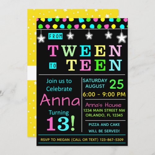 Tween to Teen 13th Birthday Invitation I Teenager