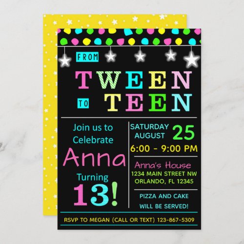 Tween to Teen 13th Birthday Invitation I Teenager