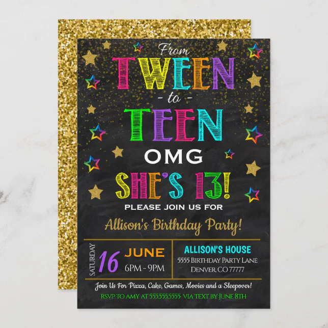 Tween To Teen Birthday Party Invitation | Zazzle tween-to-teen-birthday-party-invitation-zazzle