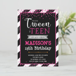 Tween to teen birthday party invitation | Zazzle