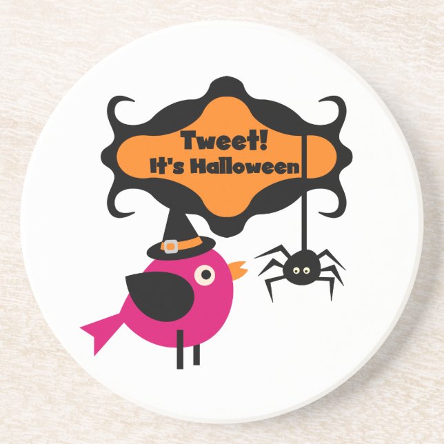 Tweet Halloween T-shirts and Gifts Drink Coaster (Front)