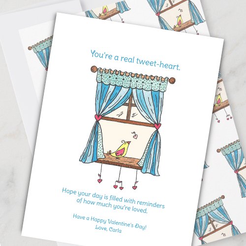 Tweet Heart Bird Valentines Day Holiday Card